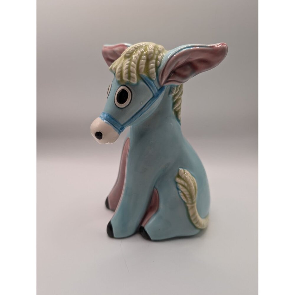 Lefton Japan colorful ragdoll‎ style ceramic donkey coin bank H3956 6" unique
